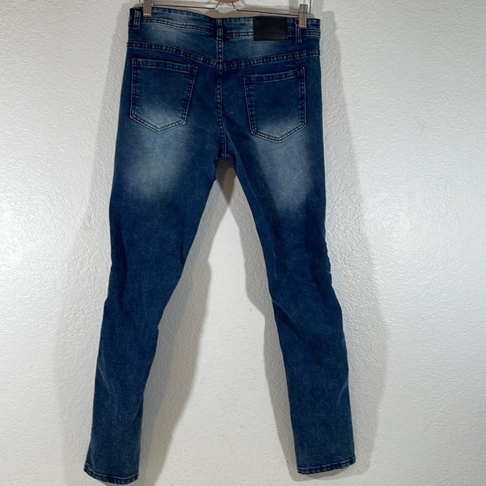 LEVEL 1 DENIM Super Skinny Fit Distressed Moto Jeans Size 32x32 - Picture 4 of 10